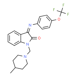 ChemSpider 2D Image | (3Z)-1-[(4-Methyl-1-piperidinyl)methyl]-3-{[4-(trifluoromethoxy)phenyl]imino}-1,3-dihydro-2H-indol-2-one | C22H22F3N3O2