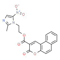 ChemSpider 2D Image | 2-(2-Methyl-5-nitro-1H-imidazol-1-yl)ethyl 3-oxo-3H-benzo[f]chromene-2-carboxylate | C20H15N3O6