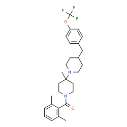 ChemSpider 2D Image | 1,4'-Bipiperidine, 1'-(2,6-dimethylbenzoyl)-4'-methyl-4-[[4-(trifluoromethoxy)phenyl]methyl]- | C28H35F3N2O2