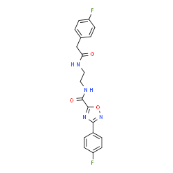 ChemSpider 2D Image | 3-(4-Fluorophenyl)-N-(2-{[(4-fluorophenyl)acetyl]amino}ethyl)-1,2,4-oxadiazole-5-carboxamide | C19H16F2N4O3