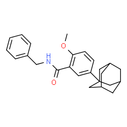 ChemSpider 2D Image | 5-(Adamantan-1-yl)-N-benzyl-2-methoxybenzamide | C25H29NO2