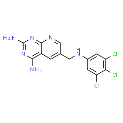 ChemSpider 2D Image | 6-{[(3,4,5-Trichlorophenyl)amino]methyl}pyrido[2,3-d]pyrimidine-2,4-diamine | C14H11Cl3N6