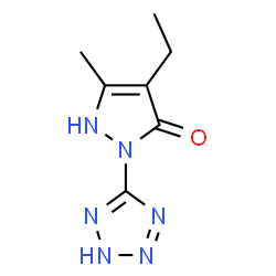 ChemSpider 2D Image | 4-Ethyl-5-methyl-2-(2H-tetrazol-5-yl)-1,2-dihydro-3H-pyrazol-3-one | C7H10N6O