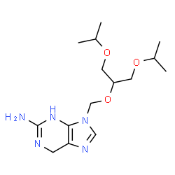 ChemSpider 2D Image | 9-{[(1,3-Diisopropoxy-2-propanyl)oxy]methyl}-6,9-dihydro-3H-purin-2-amine | C15H27N5O3