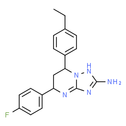 ChemSpider 2D Image | 7-(4-Ethylphenyl)-5-(4-fluorophenyl)-1,5,6,7-tetrahydro[1,2,4]triazolo[1,5-a]pyrimidin-2-amine | C19H20FN5