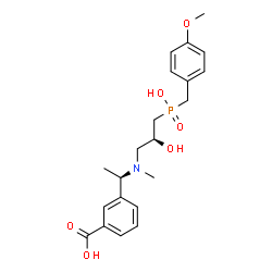 ChemSpider 2D Image | 3-{(1R)-1-[{(2S)-2-Hydroxy-3-[hydroxy(4-methoxybenzyl)phosphoryl]propyl}(methyl)amino]ethyl}benzoic acid | C21H28NO6P