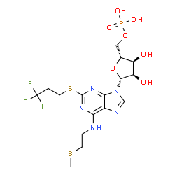 ChemSpider 2D Image | N-[2-(Methylsulfanyl)ethyl]-2-[(3,3,3-trifluoropropyl)sulfanyl]adenosine 5'-(dihydrogen phosphate) | C16H23F3N5O7PS2