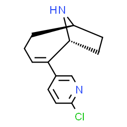 ChemSpider 2D Image | (1R,6R)-2-(6-Chloro-3-pyridinyl)-9-azabicyclo[4.2.1]non-2-ene | C13H15ClN2