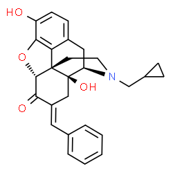 ChemSpider 2D Image | (5alpha,7E)-7-Benzylidene-17-(cyclopropylmethyl)-3,14-dihydroxy-4,5-epoxymorphinan-6-one | C27H27NO4
