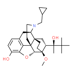 ChemSpider 2D Image | (5alpha,18R)-17-(Cyclopropylmethyl)-18-[(2S)-2-hydroxy-3,3-dimethyl-2-butanyl]-6-methoxy-18,19-dihydro-4,5-epoxy-6,14-ethenomorphinan-3-ol | C29H41NO4
