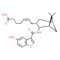 ChemSpider 2D Image | (5Z)-7-[(1R,2R,3R,5S)-2-{[(5-Hydroxy-1-benzothiophen-3-yl)carbonyl]amino}-6,6-dimethylbicyclo[3.1.1]hept-3-yl]-5-heptenoic acid | C25H31NO4S