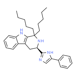ChemSpider 2D Image | (3R)-1,1-Dipentyl-3-(5-phenyl-1H-imidazol-2-yl)-2,3,4,9-tetrahydro-1H-beta-carboline | C30H38N4