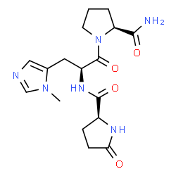 ChemSpider 2D Image | 5-Oxo-L-prolyl-3-methyl-L-histidyl-L-prolinamide | C17H24N6O4