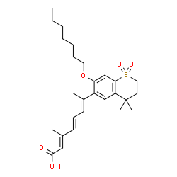 ChemSpider 2D Image | (2E,4E,6E)-7-[7-(Heptyloxy)-4,4-dimethyl-1,1-dioxido-3,4-dihydro-2H-thiochromen-6-yl]-3-methyl-2,4,6-octatrienoic acid | C27H38O5S