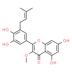 ChemSpider 2D Image | 5,7,3',4'-Tetrahydroxy-3-methoxy-5'-isoprenylflavone | C21H20O7