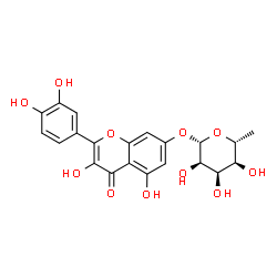 ChemSpider 2D Image | 2-(3,4-Dihydroxyphenyl)-3,5-dihydroxy-4-oxo-4H-chromen-7-yl 6-deoxy-beta-D-allopyranoside | C21H20O11
