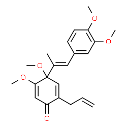 ChemSpider 2D Image | 2-Allyl-4-[(1E)-1-(3,4-dimethoxyphenyl)-1-propen-2-yl]-4,5-dimethoxy-2,5-cyclohexadien-1-one | C22H26O5