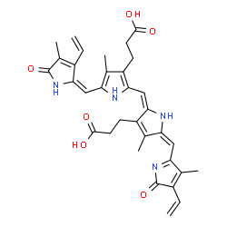 ChemSpider 2D Image | 3-[2-[(E)-[(5E)-3-(2-carboxyethyl)-4-methyl-5-[(3-methyl-5-oxo-4-vinyl-pyrrol-2-yl)methylene]pyrrol-2-ylidene]methyl]-4-methyl-5-[(E)-(4-methyl-5-oxo-3-vinyl-pyrrol-2-ylidene)methyl]-1H-pyrrol-3-yl]propanoic acid | C33H34N4O6