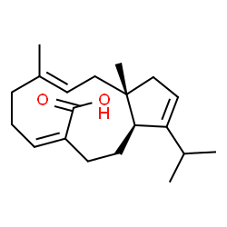 ChemSpider 2D Image | (3aS,6Z,10E,12aR)-3-Isopropyl-10,12a-dimethyl-1,3a,4,5,8,9,12,12a-octahydrocyclopenta[11]annulene-6-carboxylic acid | C20H30O2