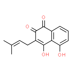 ChemSpider 2D Image | 4,5-Dihydroxy-3-(3-methyl-2-buten-1-yl)-1,2-naphthalenedione | C15H14O4
