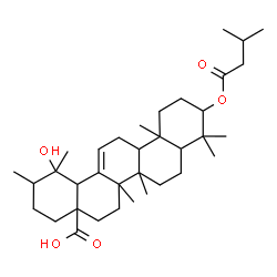 ChemSpider 2D Image | 19-Hydroxy-3-[(3-methylbutanoyl)oxy]urs-12-en-28-oic acid | C35H56O5