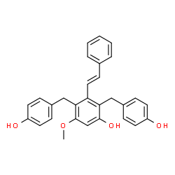 ChemSpider 2D Image | 5-methoxy-3-(2-phenylethenyl)-2,4-bis(4-hydroxybenzyl)phenol | C29H26O4