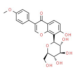 ChemSpider 2D Image | 8-beta-D-Glucopyranosyl-7-hydroxy-3-(4-methoxyphenyl)-4H-1-benzopyran-4-one | C22H22O9