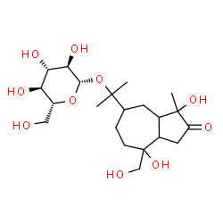 ChemSpider 2D Image | 2-[3,8-Dihydroxy-8-(hydroxymethyl)-3-methyl-2-oxodecahydro-5-azulenyl]-2-propanyl beta-D-glucopyranoside | C21H36O10