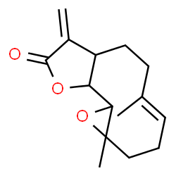 ChemSpider 2D Image | (4E)-1a,5-Dimethyl-8-methylene-2,3,6,7,7a,8,10a,10b-octahydrooxireno[9,10]cyclodeca[1,2-b]furan-9(1aH)-one | C15H20O3