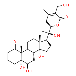 ChemSpider 2D Image | (5alpha,6beta,9xi,22R)-5,6,14,20,27-Pentahydroxy-22,26-epoxyergost-24-ene-1,26-dione | C28H42O8