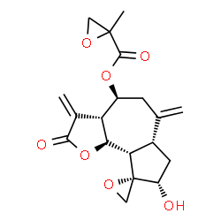 ChemSpider 2D Image | (3aR,4S,6aR,8S,9S,9aS,9bS)-8-Hydroxy-3,6-bis(methylene)-2-oxodecahydro-2H-spiro[azuleno[4,5-b]furan-9,2'-oxiran]-4-yl 2-methyl-2-oxiranecarboxylate | C19H22O7