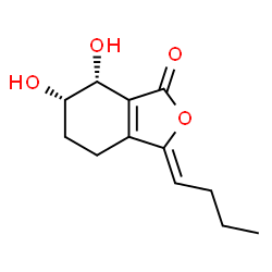 ChemSpider 2D Image | (3Z,6S,7R)-3-Butylidene-6,7-dihydroxy-4,5,6,7-tetrahydro-2-benzofuran-1(3H)-one | C12H16O4