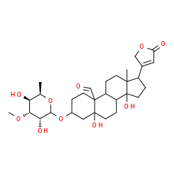 ChemSpider 2D Image | 3-[(6-Deoxy-3-O-methyl-D-gulopyranosyl)oxy]-5,14-dihydroxy-19-oxocard-20(22)-enolide | C30H44O10