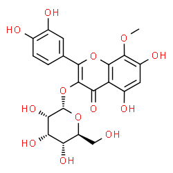 ChemSpider 2D Image | 2-(3,4-Dihydroxyphenyl)-5,7-dihydroxy-8-methoxy-4-oxo-4H-chromen-3-yl alpha-L-allopyranoside | C22H22O13