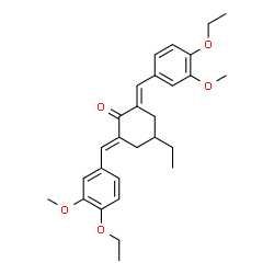 ChemSpider 2D Image | (2E,6E)-2,6-Bis(4-ethoxy-3-methoxybenzylidene)-4-ethylcyclohexanone | C28H34O5
