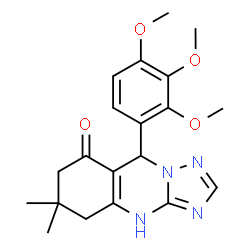 ChemSpider 2D Image | 6,6-Dimethyl-9-(2,3,4-trimethoxyphenyl)-5,6,7,9-tetrahydro[1,2,4]triazolo[5,1-b]quinazolin-8(1H)-one | C20H24N4O4