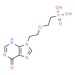 ChemSpider 2D Image | {2-[2-(6-Oxo-3,6-dihydro-9H-purin-9-yl)ethoxy]ethyl}phosphonic acid | C9H13N4O5P