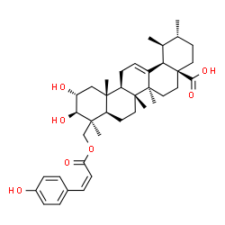 ChemSpider 2D Image | (2alpha,3beta,18alpha)-2,3-Dihydroxy-24-{[(2Z)-3-(4-hydroxyphenyl)-2-propenoyl]oxy}urs-12-en-28-oic acid | C39H54O7