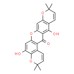 ChemSpider 2D Image | 5,13-dihydroxy-3,3,10,10-tetramethyl-10H-dipyrano[2,3-i:3',2'-a]xanthen-14(3H)-one | C23H20O6
