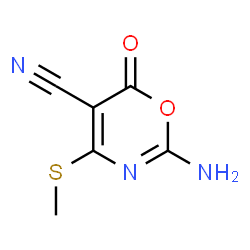 ChemSpider 2D Image | 2-Amino-4-(methylsulfanyl)-6-oxo-6H-1,3-oxazine-5-carbonitrile | C6H5N3O2S