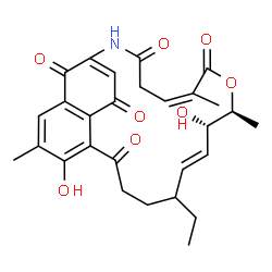 ChemSpider 2D Image | (10E,12S,13S,16Z)-9-Ethyl-4,12-dihydroxy-3,13,16-trimethyl-14-oxa-20-azatricyclo[19.3.1.0~5,24~]pentacosa-1(24),2,4,10,16,21-hexaene-6,15,19,23,25-pentone | C28H31NO8
