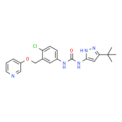 ChemSpider 2D Image | N-(3-TERT-BUTYL-1H-PYRAZOL-5-YL)-N'-{4-CHLORO-3-[(PYRIDIN-3-YLOXY)METHYL]PHENYL}UREA | C20H22ClN5O2