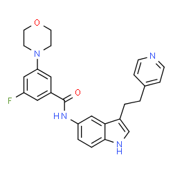 ChemSpider 2D Image | 3-FLUORO-5-MORPHOLIN-4-YL-N-[3-(2-PYRIDIN-4-YLETHYL)-1H-INDOL-5-YL]BENZAMIDE | C26H25FN4O2