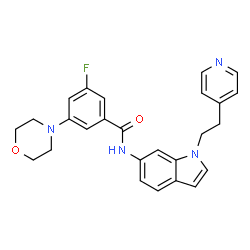 ChemSpider 2D Image | 3-FLUORO-5-MORPHOLIN-4-YL-N-[1-(2-PYRIDIN-4-YLETHYL)-1H-INDOL-6-YL]BENZAMIDE | C26H25FN4O2