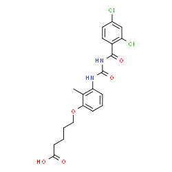 ChemSpider 2D Image | 5-{3-[3-(2,4-DICHLORO-BENZOYL)-UREIDO]-2-METHYL-PHENOXY}-PENTANOIC ACID | C20H20Cl2N2O5