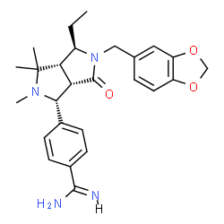 ChemSpider 2D Image | (1R,3AS,4R,8AS,8BR)-4-{5-(PHENYL[1,3]DIOXOL-5-YLMETHYL)-4-ETHYL-2,3,3-TRIMETHYL-6-OXO-OCTAHYDRO-PYRROLO[3,4-C]PYRROL-1-YL}-BENZAMIDINE | C26H32N4O3