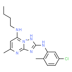 ChemSpider 2D Image | 7-(Butylamino)-2-[(5-chloro-2-methylphenyl)amino]-5-methyl-1H-[1,2,4]triazolo[1,5-a]pyrimidin-8-ium | C17H22ClN6
