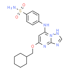 ChemSpider 2D Image | 5-(Cyclohexylmethoxy)-7-[(4-sulfamoylphenyl)amino]-1H-[1,2,4]triazolo[1,5-a]pyrimidin-8-ium | C18H23N6O3S