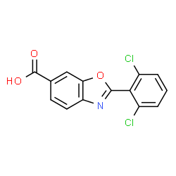 ChemSpider 2D Image | 2-(2,6-Dichlorophenyl)-1,3-benzoxazole-6-carboxylic acid | C14H7Cl2NO3