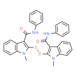 ChemSpider 2D Image | 2,2'-Disulfanediylbis(1-methyl-N-phenyl-1H-indole-3-carboxamide) | C32H26N4O2S2